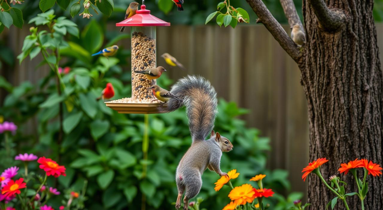 Keep squirrels off bird feeders