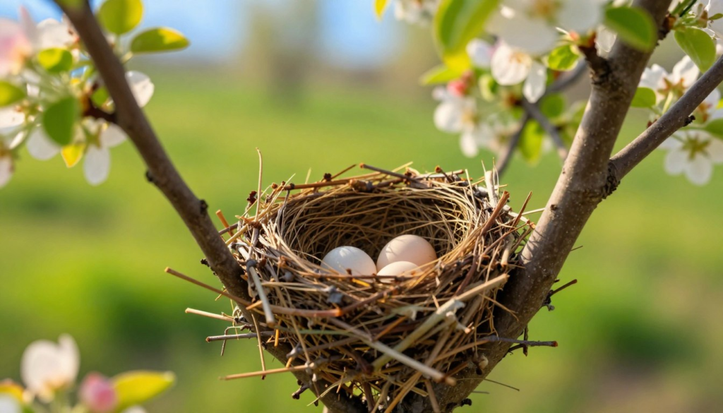 bird nesting in spring